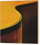 Golden Guitar Curve Wood Print