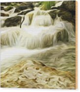 Golden Waterfall Wood Print