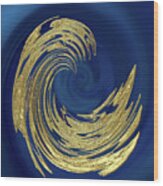 Golden Wave Abstract Wood Print