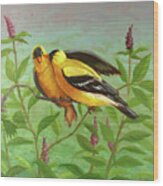 Goldfinch Love Wood Print