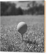 Golf Ball On The Tee Wood Print