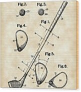 Golf Club Patent 1909 - Vintage Wood Print