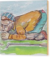 Golfer With Hot Air Wood Print