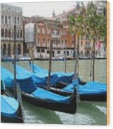 Gondolas Of Venice Wood Print
