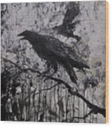 Gothic Raven Crow Painting Wood Print