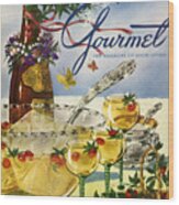 Gourmet Cover Featuring A Bowl And Glasses Wood Print