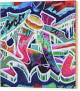 Urban Graffiti Art Abstract 1, North 11th Street, San Jose 1990 Wood Print