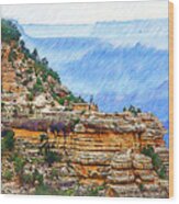 Grand Canyon Overlook Sketched Wood Print