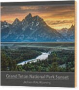 Grand Teton National Park Sunset Poster Wood Print