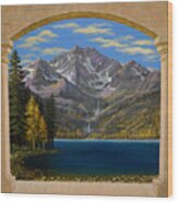 Grand Vista Mural Sketch Wood Print