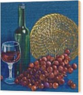 Grapes And Wine Wood Print