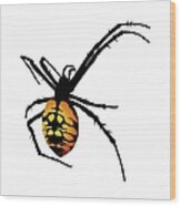 Graphic Spider Black And Yellow Orange Wood Print