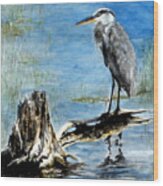 Great Blue Heron Wood Print