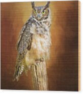 Great Horned Owl In Autumn Wood Print