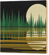 Green Abstract Reflected Landscape Wood Print