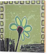 Green Flower Wood Print