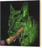 Green German Shepherd And Toy - 0745 F Wood Print