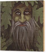 Green Man Painting Wood Print