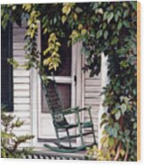 Green Rocking Chair Wood Print