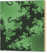 Green Swirl Wood Print
