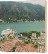 Gulf Of Kotor With Cruise Liner Wood Print