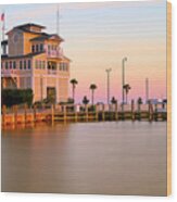Gulfport Harbor Master's Office - Mississippi - Sunset Wood Print