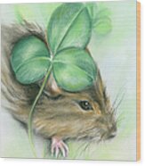 Hamster In The Clover Wood Print