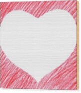 Hand-drawn Red Heart Shape Wood Print