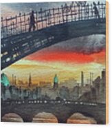 Hapenny Bridge Sunset, Dublin...27apr18 Wood Print