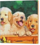 Happy Puppies Wood Print