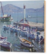 Harbor At Oropos Athens Wood Print