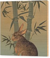 Hare Under Bamboo Tree Wood Print