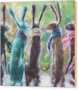 Hares With Scarves Wood Print