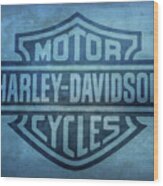 Harley Davidson Logo Ocean Sky Wood Print