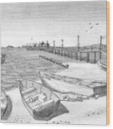 Harrisons Pier Ocean View Wood Print