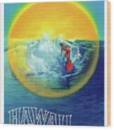 Hawaii, Sun Surfer Wood Print