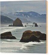 Haystack Rock-cannon Beach Wood Print