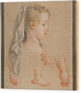 Head Of A Young Girl And Studies Of Hands And Of Her Right Foot Wood Print