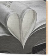 Heart Of The Book Wood Print