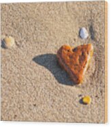 Heart On The Beach Wood Print