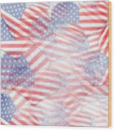 Heart Shape Usa Flags Wood Print