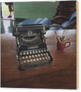 Hemingways' Cuba Typewriter No. 6 Wood Print