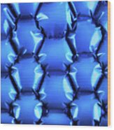 Hexagonal Blue Bubble Textured Background Wood Print