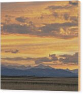 High Plains Meet The Rocky Mountains At Sunset Wood Print