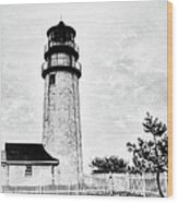 Highland Lighthouse Cape Cod Bw Wood Print