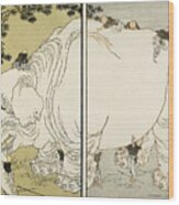 Hokusai: Elephant Wood Print