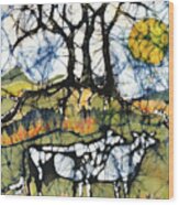 Holsiein Cows Below Autumn Trees Wood Print