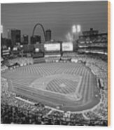 Home Field Advantage - Saint Louis Busch Stadium - Monochrome Wood Print