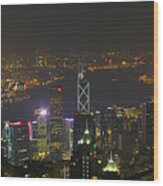 Hong Kong, China -  Harbor Night Shot 2 Wood Print