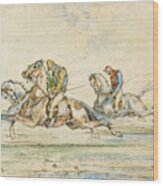 Horse Race With Jockey Wood Print